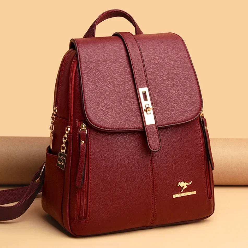 Luxury Bags Leather - Women Leather Large Capacity Backpack High