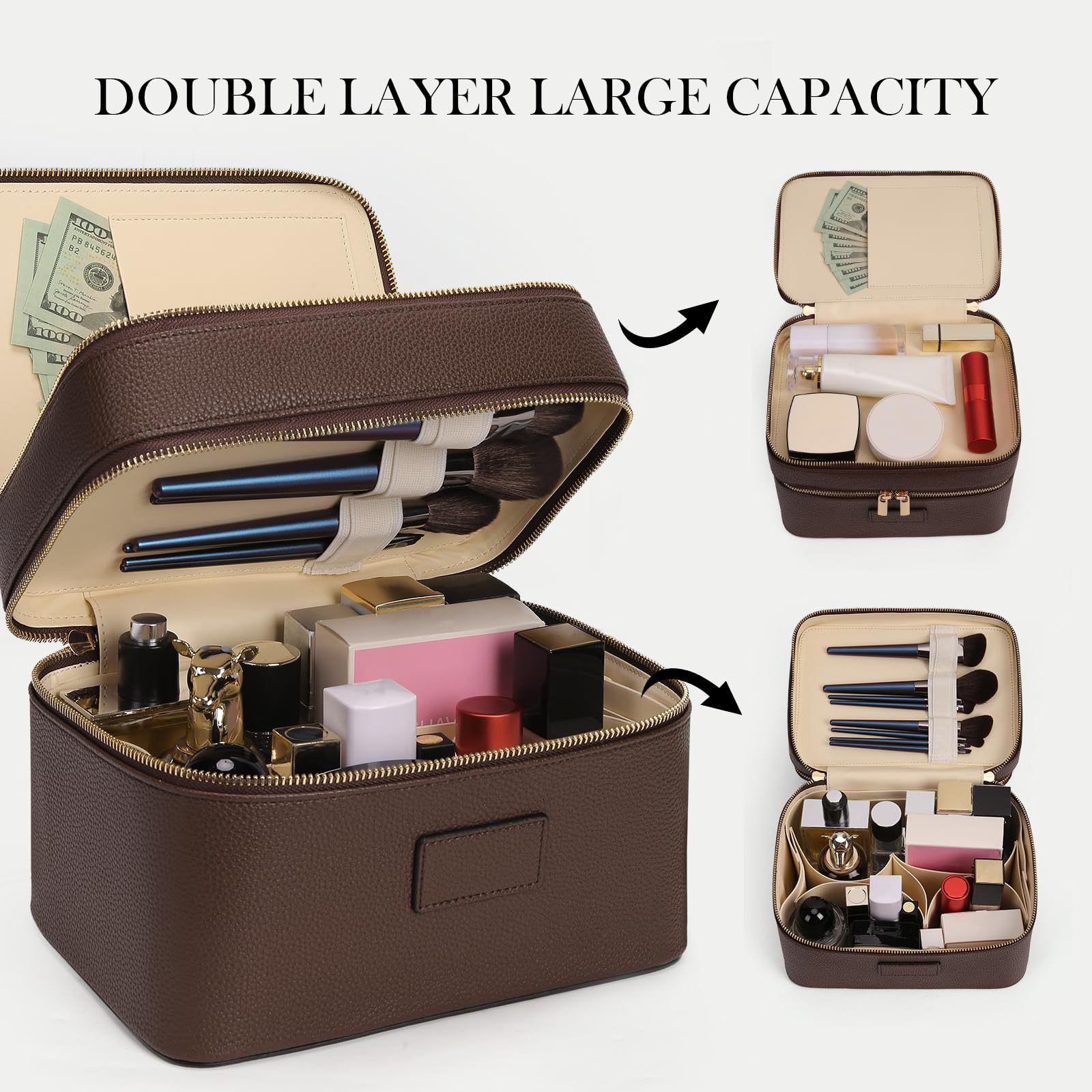 Large Capacity Double-layer Lu - Luxury Bags Leather recension och pris